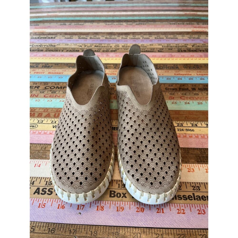 ILSE JACOBSEN 41 Tulip Laser Cut Brown Flats Sneakers Shoes US 9.5 10 Slip On